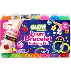JOVA Klever Kits Rubber Band Bracelet Kit, Glow in The Dark Loom Bracelet Making Kit, 6000+ PCS DIY Set, Crafts for Girls Age 7+