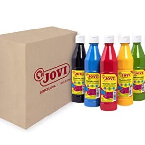 Jovi - Liquid Tempera, Set of 6 Bottles of 500 ml, Primary Colours, Paint Based on Natural Ingredients, Easy to Wash, Gluten-Free, Ideal for School Use (506/6A)