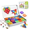 JoxSaxin mini Magnetic Tiles,70pcs Travel Magnetic Tiles Set with Iron Box,Portable Magnetic Building Blocks for Kids Ages 3-8,STEM Montessori Educational Toys Gift for Boys & Girls