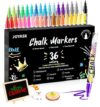 Joyask Extra Fine Tip Chalk Markers for Blackboard&Glass (Pack of 36, 1mm Tip), Liquid Chalk Pens for Dry Erase Board, Washable Markers Paint and Drawing for Chalkboards, Windows, Bistro, Cars, Signs