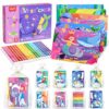 JoyCat 24 Pack Mermaid Dot Art Craft Kits for Kids Party Favors, Mess-Free Dot Sticker Activity Set with 4800+ Stickers & Goodie Bags, Classroom Prizes, Goodie Bag Stuffers, Mermaid Toys for Ages 3-8