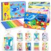 JoyCat 24 Pack Ocean Dot Art Craft Kits for Kids Party Favors, Mess-Free Dot Sticker Activity Set with 4800+ Stickers & Goodie Bags, Sea Animal Classroom Prizes, Goodie Bag Stuffers Ages 3-8