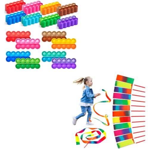 Joycat 24 Ten Frames + 24 Pack Dance Ribbon Party Favors,Goodie Bag Stuffers, Preschool Kindergarten Classroom Learning Activities Kids Ages 3-8, Travel Toys and Stocking Stuffers