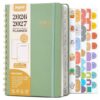 JoyCat Academic Planner 2026-2027, July 2026-June 2027, A5 Weekly & Monthly Planner with Grid Notes Pages, Hardcover with Tabs, 5 Sticker Sheets for Teachers & Students, 6.3" x 8.5", Green