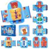 JoyCat Dressing Busy Book for Toddlers 2-4, Montessori Toy with 7 Real Dressing Skills, Fine Motor Skills Toy, Travel Toys for Toddlers, Sensory Life Skills Preschool Learning Gift