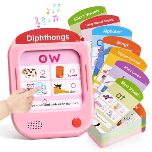 JoyCat Phonics Learning Tablet, Learn to Read with 156 Pages Talking Flash Cards, Digraphs CVC Blends Long Vowel Sounds Phonics Games, Progressive Educational Toy, Gift for Boys Girls Ages 3-8