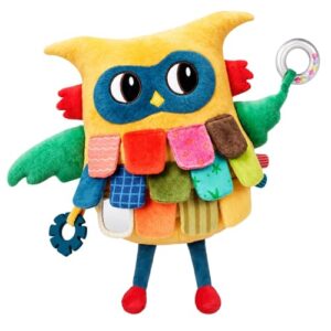 JoyCat Sensory Owl Baby Toy with Crinkle Feathers & Mirror, 0-12 Months