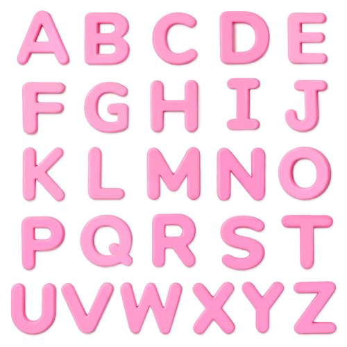 JoyCat Silicone Magnetic Alphabet Letters, 26 Uppercase ABC Fridge Magnets for Toddlers & Kids, Preschool Learning Refrigerator Toy Set, Birthday Gifts for Boys and Girls (Pink Color)
