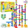 JOYIN 170Pcs Glowing Marble Run, Construction Building Blocks Toys with 5 Glow in The Dark Glass Marbles, STEM Educational Building Block Toy, Birthday Gifts, Easter Basket Stuffers