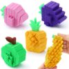 JOYIN 4 Pcs 3D Printed Fruit Fidget Toys, Make a Sound Flexible Desk Fidget Toy for Stress Relief, Boys Girls Kids Adults Birthday Gift Party Favors Stress Toys