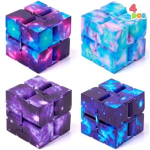 JOYIN 4PCS Infinite Fidget Cube, Galaxy Hand Held Magic Sensory Cube Toys for Adults and Girls Boys, Finger Toys for Stress and Anxiety Relief,Birthday Gifts, Office Desk Decompression Toy