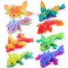 JOYIN 8 Pcs 3D Printed Dragon, 4.4" Colorful 3D Printed Flexible Articulated Dragon Fidget Toys for Office Desk Decor, Autism Stress Relief Fidget Toys for Kids & Adults Gift