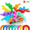 JOYIN 9 Pack Pop Tubes, Sensory Toys (Large) Fidget Toys Party Favors - 9 Colors, Creativity Learning & Fun for Kids - Perfect for Party, Goodie Bags Stuffers, Classroom School Reward
