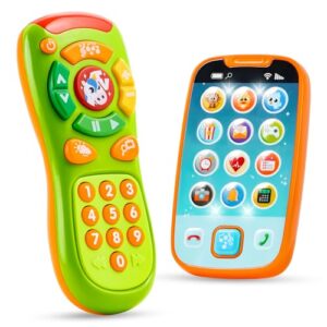 JOYIN Baby Toy Phone, Remote and Smartphone with Music, Fun Learning Musical Toys for Babies, Boys or Girls, Holiday Stocking Stuffers, Birthday Gifts for Kids