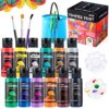 JOYIN Washable Tempera Paint Set for Kids 12PCS, Non Toxic Liquid Paint with 6 Brushes and 2 Palettes - Art Supply for Kids for Arts and Crafts Project, Finger Painting (2 oz Each), Easter Basket Stuffers