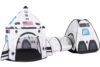 JOYIN White Rocket Ship Pop up Play Tent with Tunnel and Playhouse Kids Indoor Outdoor Spaceship Tent Set