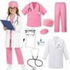 JOYLOKY 10PCS Doctor Costume for Kids Career Day Costume for Girls Boys, Vet Costume for Kids Lab Coat Nurse Scrubs Toddler Dress Up Clothes Pretend Play - L