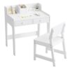 JOYMOR Kids Desk and Chair Set, Study Table with Fabric Drawer, Children Desk with Storage for Boys and Girls