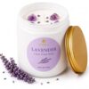 JOYQUA Meditation Candle Gift, 9 oz Lavender Crystal Candle, Gold Lid