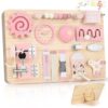Joyreal Large Wooden Busy Board for Toddlers with Foldable Stand, 15-in-1 Montessori Sensory Toys Activity Learning Board with Music Box, Educational Gift for 1 2 3 Year Old Boys Girls
