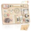 Joyreal Large Wooden Busy Board for Toddlers with Foldable Stand, 16-in-1 Montessori Sensory Toys Activity Learning Board with Music Box, Educational Gift for 1 2 3 Year Old Boys Girls