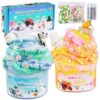 Joytry Bunny Cloud Slime Kit 2 Pack, 14oz Easter Slime for Girls Ages 8-12, Mree Free Slime Toys for Girls and Boys, Fun Winter Slime Set Party Favors Goodie Bag Stuffers Birthday Easter Gift