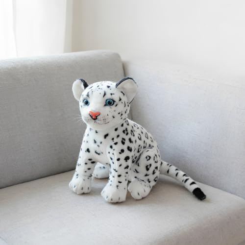 JPORSHU 9 Inch/23cm Lifelike Tiger Plush Toy, Cute Realistic Stuffed Tiger Stuffed Animal, Soft Plush Tiger Gift for Kids, Boys, Girls, Huggable Stuffed Animal Plush Toy (Snow Leopard, 9")
