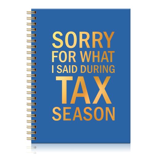JQYCJTR Sorry for What I Said During Tax Season Bule Gold Foil Spiral Notebook, Accountant Notebook, Tax Season Gifts for Men Women Accountant CPA Bookkeeper Data Analyst Finance Worker, CPA Gifts