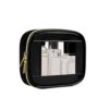 JRQCSJY Small Clear Makeup Bag for Purse, Mini Waterproof Clear Cosmetic Bag Case Organizer, TSA Approved Square Small Makeup Case Pouch with Zipper, Car Travel Essentials for Women (Black-2, Mini)
