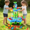 JSDOOGOO 3-Tier Kids Toddlers Water Sand Table - Multifunctional Summer Outdoor Toys with Stable Design,Sensory Learning Backyard Poolside Beach Activity Playset Gift for Boys Girls(Indigo)