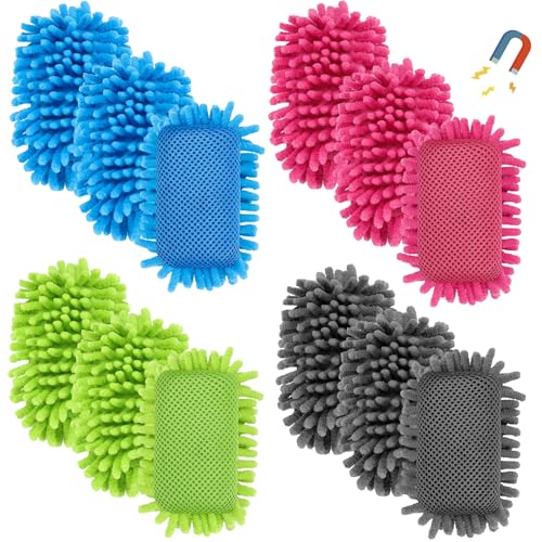 Jspupifip 12 Pcs Dry Erase Shag Eraser - Microfiber Magnetic Whiteboard Eraser for Markers Chalk - Washable Home Classroom Office Supply - Gray Blue Pink Green