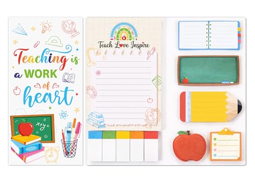 JSRQT Teacher Sticky Notes, Teacher Appreciation Gifts Stuff Stickers, Blackboard Self-Stick Note Pads Writing Memo Pads, Sticky Notes Bulk Notepad School Office Supplies, Teaching is A Work of Heart