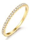Jstyle Wedding Bands for Women 14K Gold Plated Eternity Band Rings Stackable Cubic Zirconia Ring 2MM Engagement Band Ring for Women Dainty Simulated Diamond Rings No Tarnish Size 6