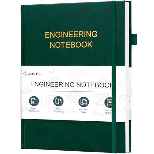 JUBTIC Engineering Notebook for Project Organization - Engineering Graph Paper Notebook Lab Notebook Composition Notebook - Stay Organized and Productive - (8.5" x 11",Dark Green)