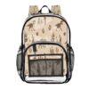 Jucciaco PVC Backpacks Dinosaur Footprints Brown Girls Boys Large Clear Decor Transparent Backpack School See Through Bookbag Waterproof Fashion Activities Learning Work And Travel Bag
