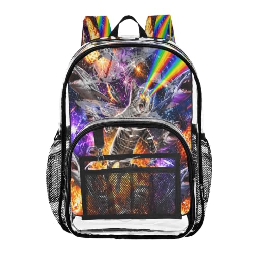 Jucciaco PVC Backpacks P2471_20260702063025988_2f3de8d9_0_gpt Girls Boys Large Clear Decor Transparent Backpack School See Through Bookbag Waterproof Fashion Activities Learning Work And Travel Bag
