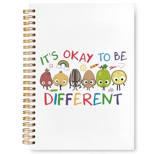 JUDFNCDE Special Education Teacher Gifts, Autism Teacher Appreciation Gifts, It's Okay to Be Different Spiral Hardcover Notebook Journal 5.5 x 8.3