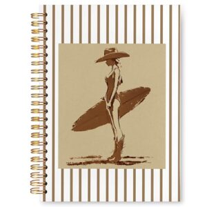 JUDFNCDE Western Coastal Cowgirl Notebook, Western Gifts for Women, Retro Coastal Beach Cowgirl Surfer Spiral Hardcover Notebook Journal 5.5 x 8.3