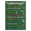 JUESMOS Classroom Rules Poster - Laminated Class Expectations Posters for Classroom Decorations Motivational Class Rules Poster for Elementary Middle High School Back To School Teacher Supplies