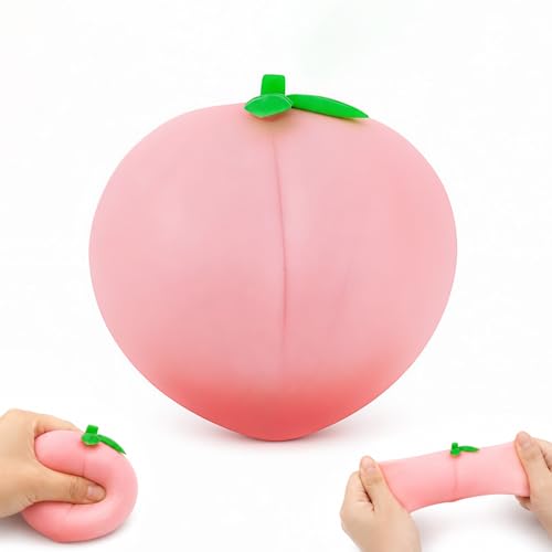 Juicy Peach Fruit Squishy, Fast Rising Stress Relief Fruit, Realistic Fruit Fidget Hand Toy for Anxiety & Sensory Needs, Classroom Rewards & Calming Toys for Teens Adults (Juicy Peach Pink)