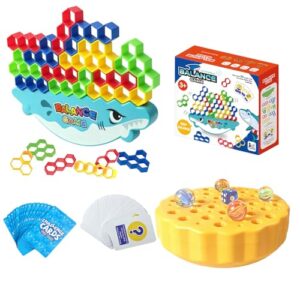 JUJOYYS 3-in-1 Balance Game, Stacking & Marble Game for Kids