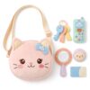 juju Cat Purse - Soft Crossbody Purse with Felt Keys Phone Mirror Coin Card and Adjustable Strap