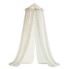 Juju Hanging Bed Canopy – Sheer Cream and Mint Reading Nook Canopy with Ruffle Trim – Dome Top with Soft Cloud and Star Toppers – Nursery and Kids Room Decor for Beds and Cozy Corners
