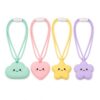 Juju Silicone Sensory Chew Necklace Set — 4 Pack Food-Grade Pendants on Breakaway Cords — Cloud Heart Star Flower Calming Oral Sensory Support