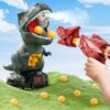 JUKUDAHU Dinosaur Shooting Boy Toys for Kids Age 3 4 5 6 7 8 - Moveable Shooting Game with Scoreboard, Light & Sound, 12 Foam Balls, Boy Toddler Toys 5-7 6-8 8-10, Competition Game Gifts (Dark Green)