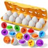 JUKUDAHU Matched Eggs Toddler Toys 1 2 3 4 Year Old - Shape Color Sorting Games, Kids Easter Eggs, Toddler Sensory Toys, Preschool Educational Boy Toy, Gifts for Baby 6-12 Months+