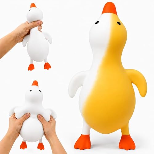 Jumbo Duck Squishy Fidget Toy,13 Inch Giant Duck Squishy Stress Relief Squeeze Toy,Slow Rising Sensory Autism Toys,Dough Stress Ball for Adults,Party Favors Gift (Color-Changing)