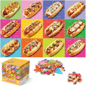 Jumbo Floor Puzzle for Kids,48 Piece Hot Dog Jigsaw Puzzle Ages 3-8