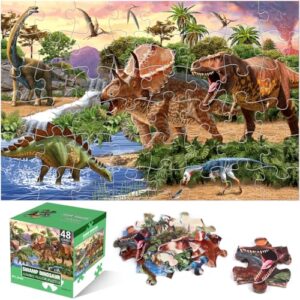 Jumbo Floor Puzzle for Kids,48 Piece Swamp Dinosaur Jigsaw Puzzle Ages 3-8