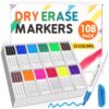 Jumlys 108 Pack Fine Tip Dry Erase Markers, Bulk Whiteboard Erasable Markers in 12 Colors, Ideal for School Classroom Office Supplies, Non-Toxic & Easy Clean for White board